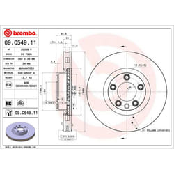Disque de frein BREMBO 09C54911 avant, ventilé, à haute teneur en carbone, 1 pièce