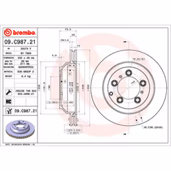 Disque de frein BREMBO 09C98721 arrière, ventilé, à haute teneur en carbone, 1 pièce