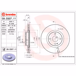 Disque de frein BREMBO 09D30711 avant, ventilé, 1 pièce