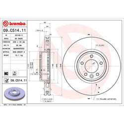 Disque de frein BREMBO 09C51411 avant, ventilé, à haute teneur en carbone, 1 pièce