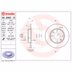 Disque de frein BREMBO 8298510 avant, plein, 1 pièce