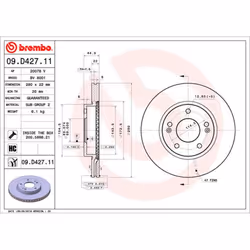 Disque de frein BREMBO 09D42711 avant, ventilé, à haute teneur en carbone, 1 pièce