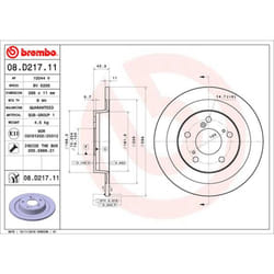 Disque de frein BREMBO 08D21711 arrière, plein, 1 pièce