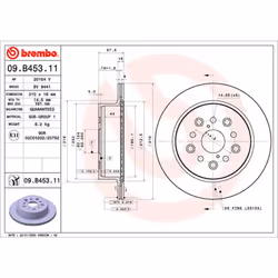 Disque de frein BREMBO 09B45311 arrière, ventilé, 1 pièce