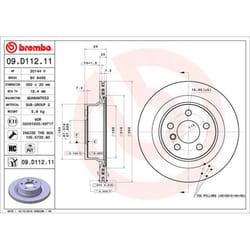 Disque de frein BREMBO 09D11211 arrière, ventilé, à haute teneur en carbone, 1 pièce