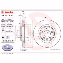 Disque de frein BREMBO 09C51511 arrière, ventilé, à haute teneur en carbone, 1 pièce