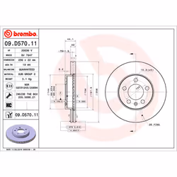 Disque de frein BREMBO 09D57011 avant, ventilé, à haute teneur en carbone, 1 pièce
