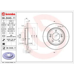 Disque de frein BREMBO 08D44511 arrière, plein, à haute teneur en carbone, 1 pièce