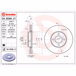Disque de frein BREMBO 09B58821 avant, ventilé, à haute teneur en carbone, 1 pièce