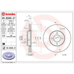 Disque de frein BREMBO 09B58821 avant, ventilé, à haute teneur en carbone, 1 pièce
