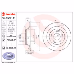 Disque de frein BREMBO 08D56711 arrière, plein, 1 pièce