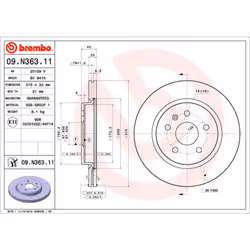 Disque de frein BREMBO 09N36311 arrière, ventilé, 1 pièce
