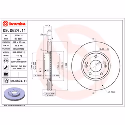 Disque de frein BREMBO 09D62411 avant, ventilé, à haute teneur en carbone, 1 pièce
