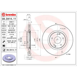 Disque de frein BREMBO 09D41411 avant, ventilé, à haute teneur en carbone, 1 pièce