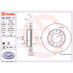 Disque de frein BREMBO 09D43111 avant, ventilé, à haute teneur en carbone, 1 pièce