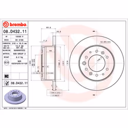 Disque de frein BREMBO 08D43211 arrière, plein, à haute teneur en carbone, 1 pièce