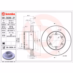 Disque de frein BREMBO 09C63921 arrière, ventilé, à haute teneur en carbone, 1 pièce