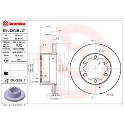 Disque de frein BREMBO 09C63921 arrière, ventilé, à haute teneur en carbone, 1 pièce