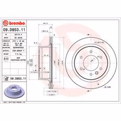 Disque de frein BREMBO 09D85311 arrière, ventilé, 1 pièce