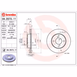 Disque de frein BREMBO 09D57211 avant, ventilé, 1 pièce