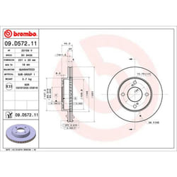 Disque de frein BREMBO 09D57211 avant, ventilé, 1 pièce