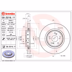 Disque de frein BREMBO 09D21811 avant, ventilé, 1 pièce