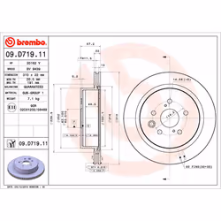 Disque de frein BREMBO 09D71911 arrière, ventilé, 1 pièce