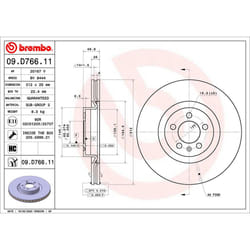 Disque de frein BREMBO 09D76611 avant, ventilé, à haute teneur en carbone, 1 pièce