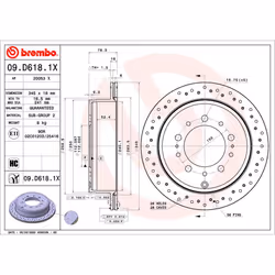 Disque de frein BREMBO XTRA LINE BREMBO 09.D618.1X, 1 pièce