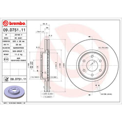 Disque de frein BREMBO 09D75111 avant, ventilé, 1 pièce
