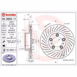 Disque de frein BREMBO 09D93011 avant, ventilé, à haute teneur en carbone, 1 pièce