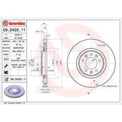 Disque de frein BREMBO 09D42011 arrière, ventilé, à haute teneur en carbone, 1 pièce
