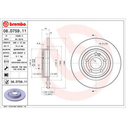 Disque de frein BREMBO 08D75911 arrière, plein, à haute teneur en carbone, 1 pièce