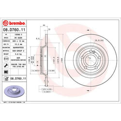 Disque de frein BREMBO 08D76011 arrière, plein, à haute teneur en carbone, 1 pièce