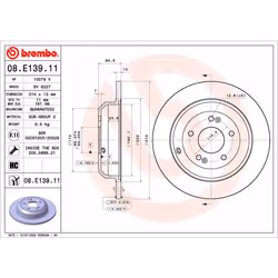 Disque de frein BREMBO 08.E139.11 arrière, plein, à haute teneur en carbone, 1 pièce