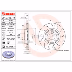 Disque de frein BREMBO 09D76311 arrière, ventilé, à haute teneur en carbone, 1 pièce