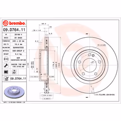 Disque de frein BREMBO 09.D764.11, 1 pièce