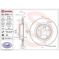Disque de frein BREMBO 09.D764.11, 1 pièce