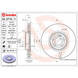 Disque de frein BREMBO 09.D770.11, 1 pièce
