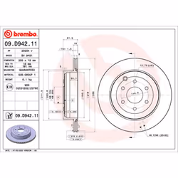 Disque de frein BREMBO 09D94211 arrière, ventilé, 1 pièce
