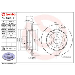 Disque de frein BREMBO 09D94211 arrière, ventilé, 1 pièce