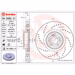 Disque de frein BREMBO 09D98221 avant, ventilé, à haute teneur en carbone, 1 pièce