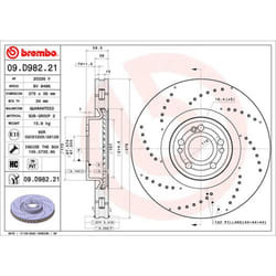 Disque de frein BREMBO 09D98221 avant, ventilé, à haute teneur en carbone, 1 pièce