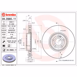 Disque de frein BREMBO 09D98511 avant, ventilé, à haute teneur en carbone, 1 pièce