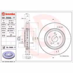 Disque de frein BREMBO 09D98811 avant, ventilé, 1 pièce