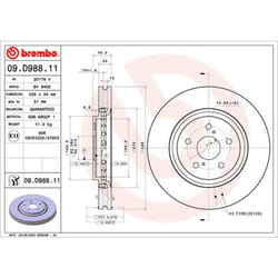 Disque de frein BREMBO 09D98811 avant, ventilé, 1 pièce