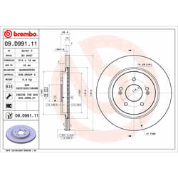 Disque de frein BREMBO 09D99111 arrière, ventilé, à haute teneur en carbone, 1 pièce