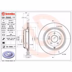 Disque de frein BREMBO 09D99511 arrière, ventilé, à haute teneur en carbone, 1 pièce