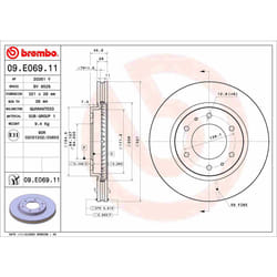 Disque de frein BREMBO 09E06911 avant, ventilé, 1 pièce