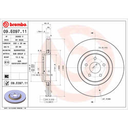 Disque de frein BREMBO 09E09711 avant, ventilé, à haute teneur en carbone, 1 pièce